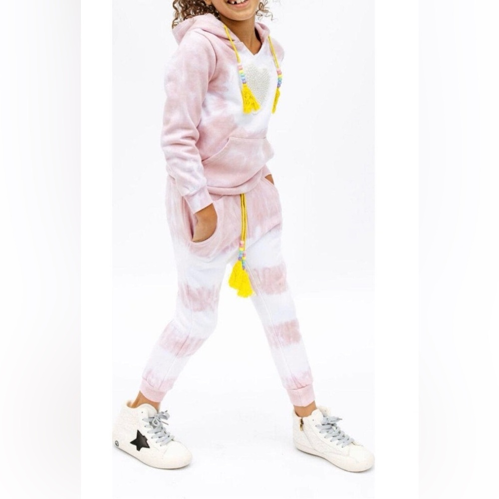 Lola + The Boys Blush Hoodie with Heart and Beads joggers - Picture 7 of 8